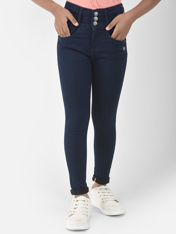  High-Rise Dark Blue Jeans