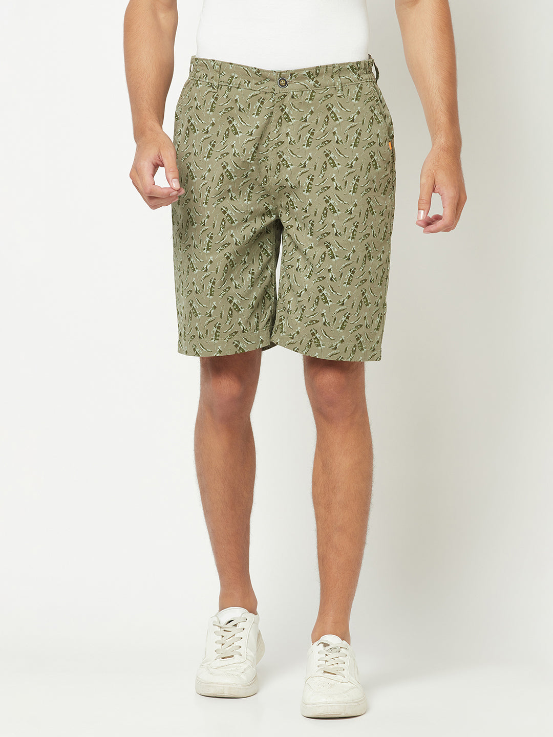 Olive Abstract Print Chino Shorts