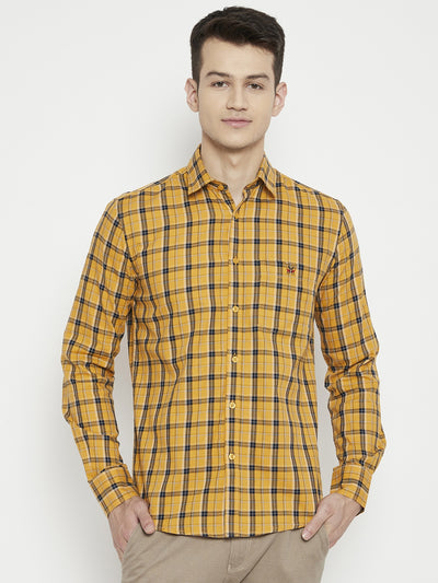 Yellow Checked Slim Fit shirt - Men Shirts