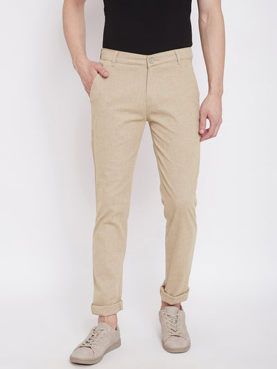 Beige Slim Fit Trousers - Men Trousers