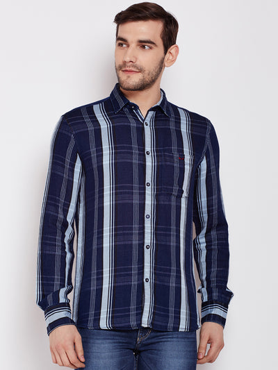 Blue Checked Shirt - Men Shirts