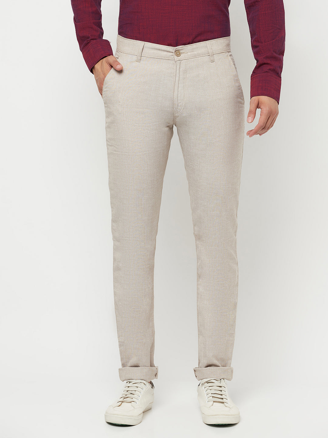 Cream Trousers - Men Trousers