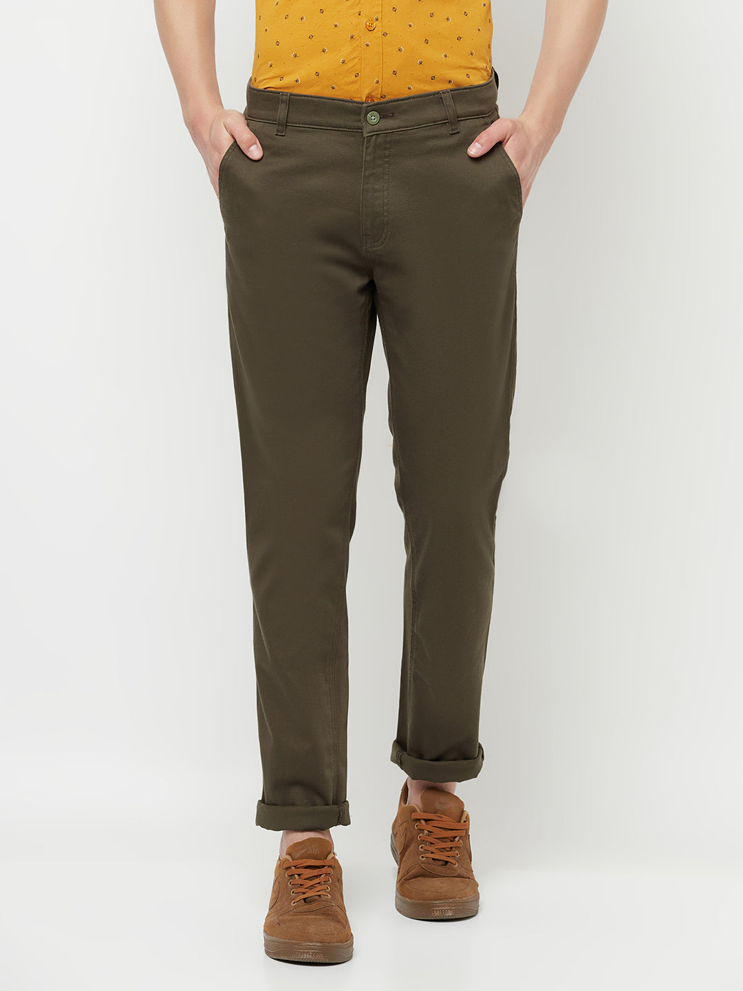 Olive Casual Trousers - Men Trousers