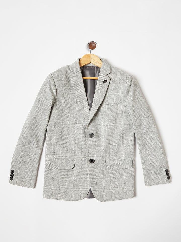 Grey Checked Single Breasted Blazer freeshipping - Crimsoune Club