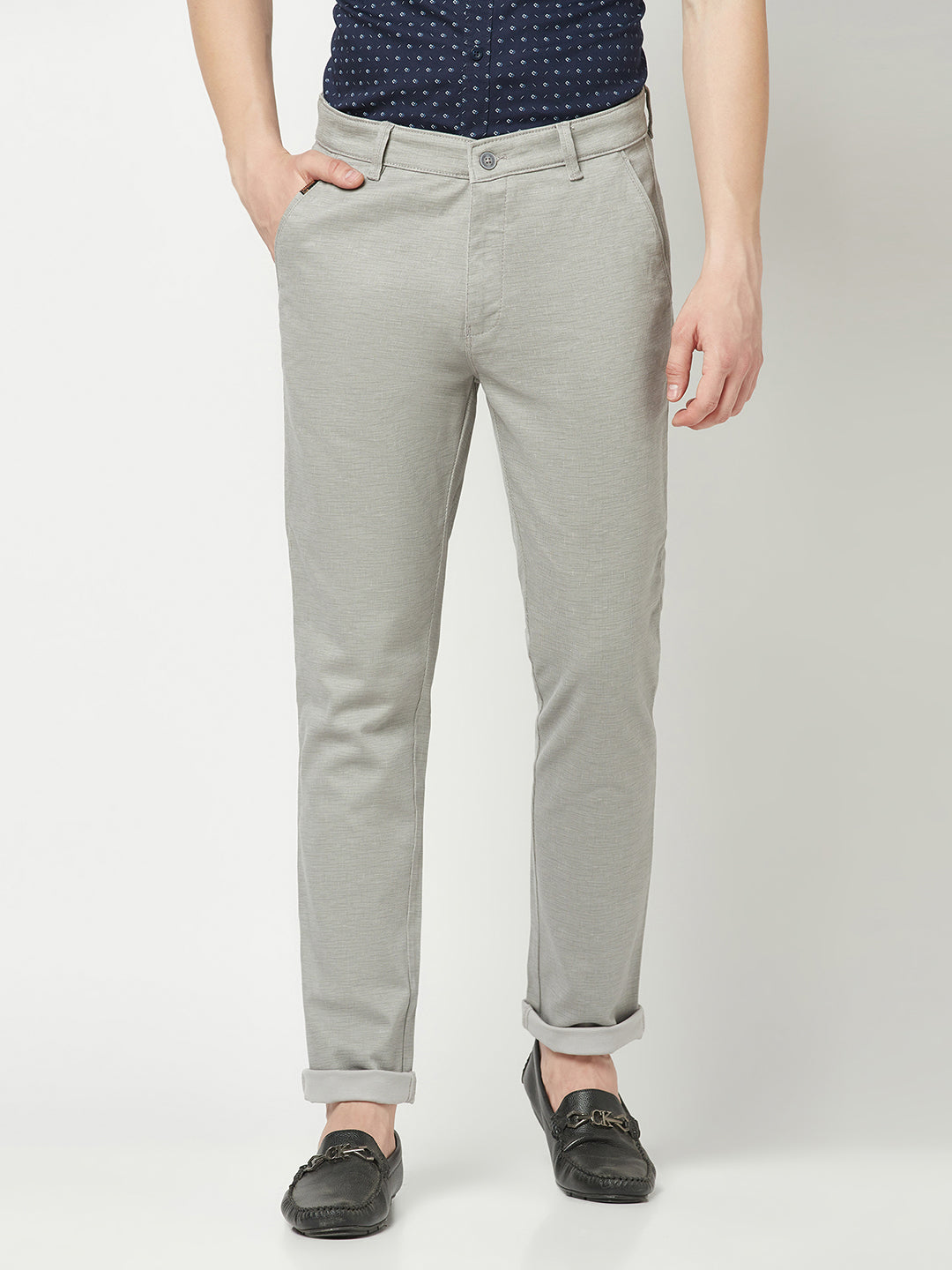  Light Grey Textured Trousers