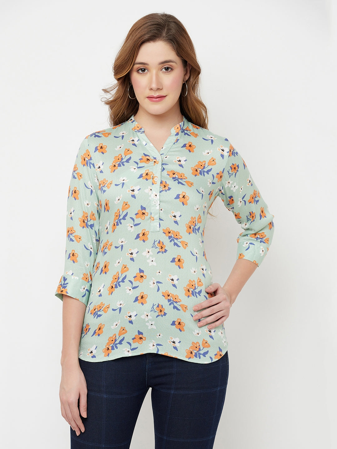 Green Floral Top - Women Tops