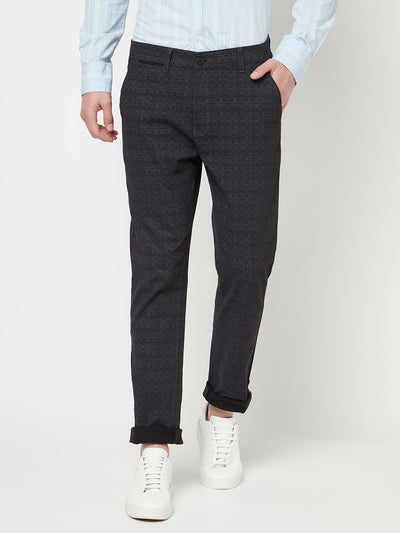 Black Checked Trousers - Men Trousers