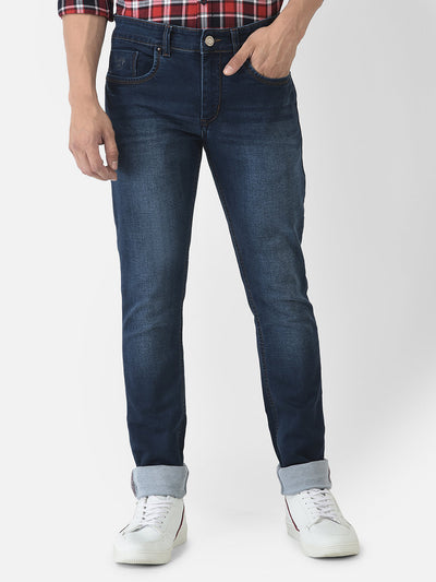  Navy Blue Jeans with Light Wash Effect 