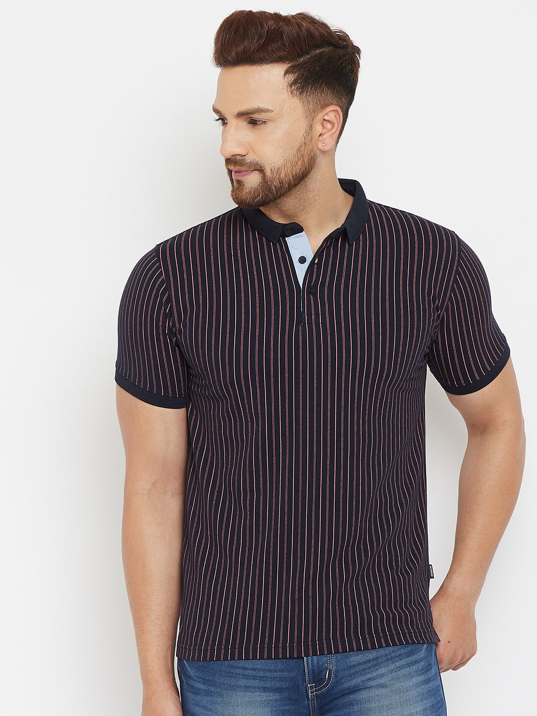 Red Striped Polo T-Shirt - Men T-Shirts