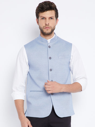 Light Blue Waistcoat - Men Waist Coat