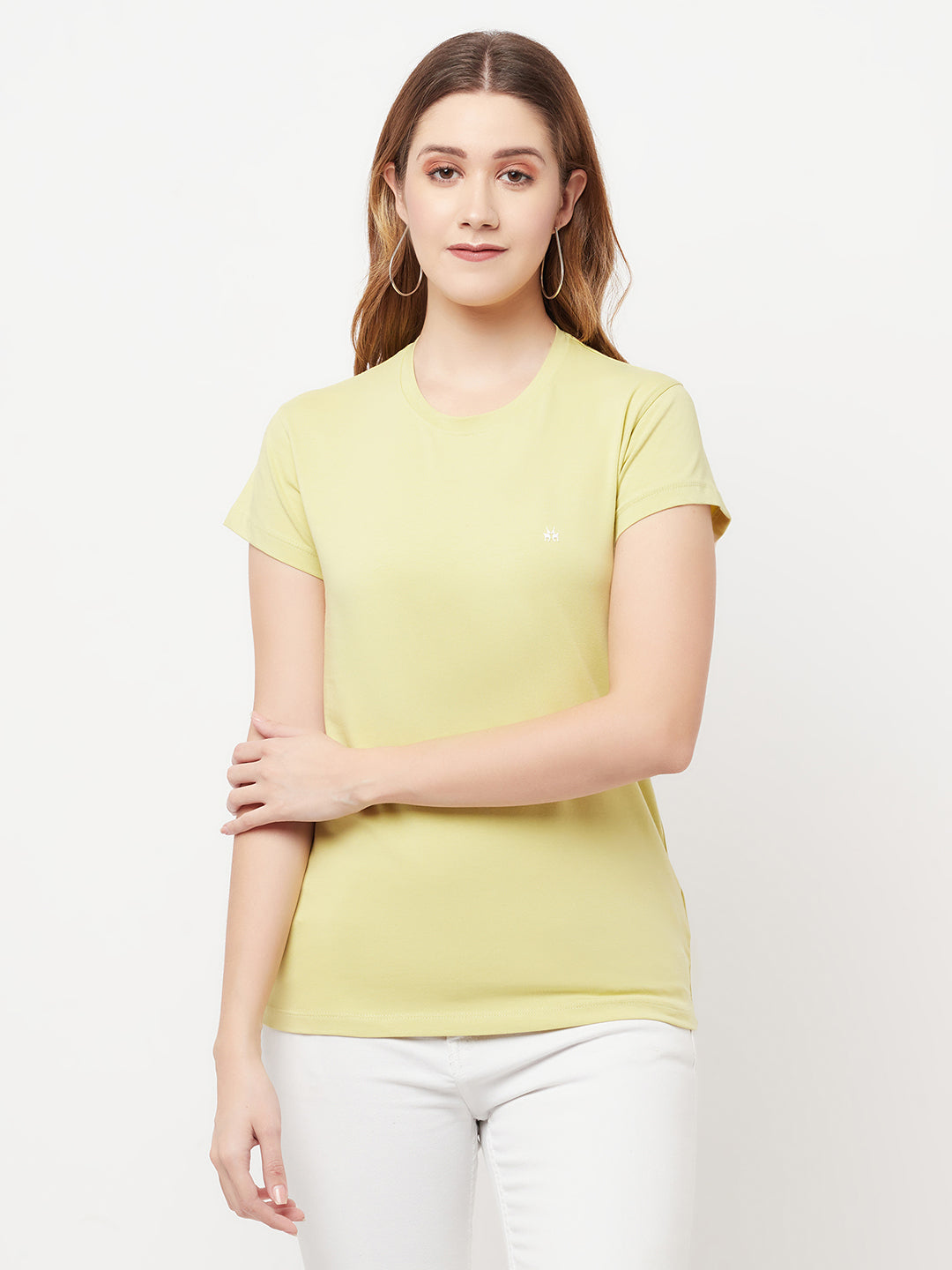 Olive Round Neck T-Shirt - Women T-Shirts