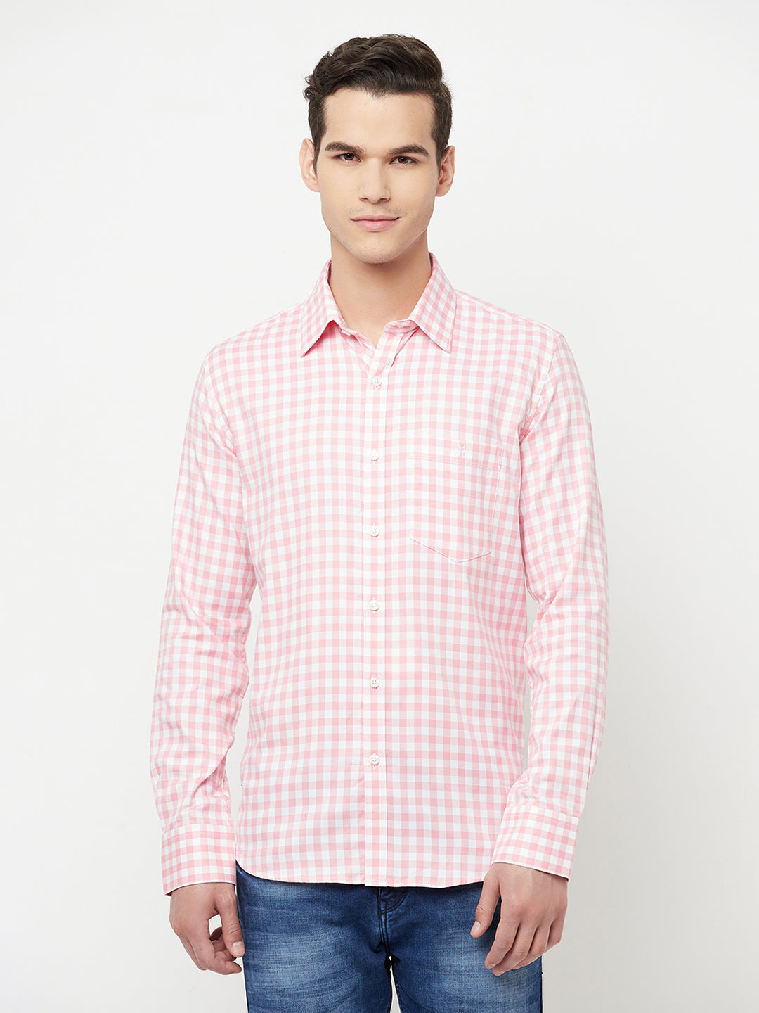 Pink Gingham Checked Shirt - Men Shirts
