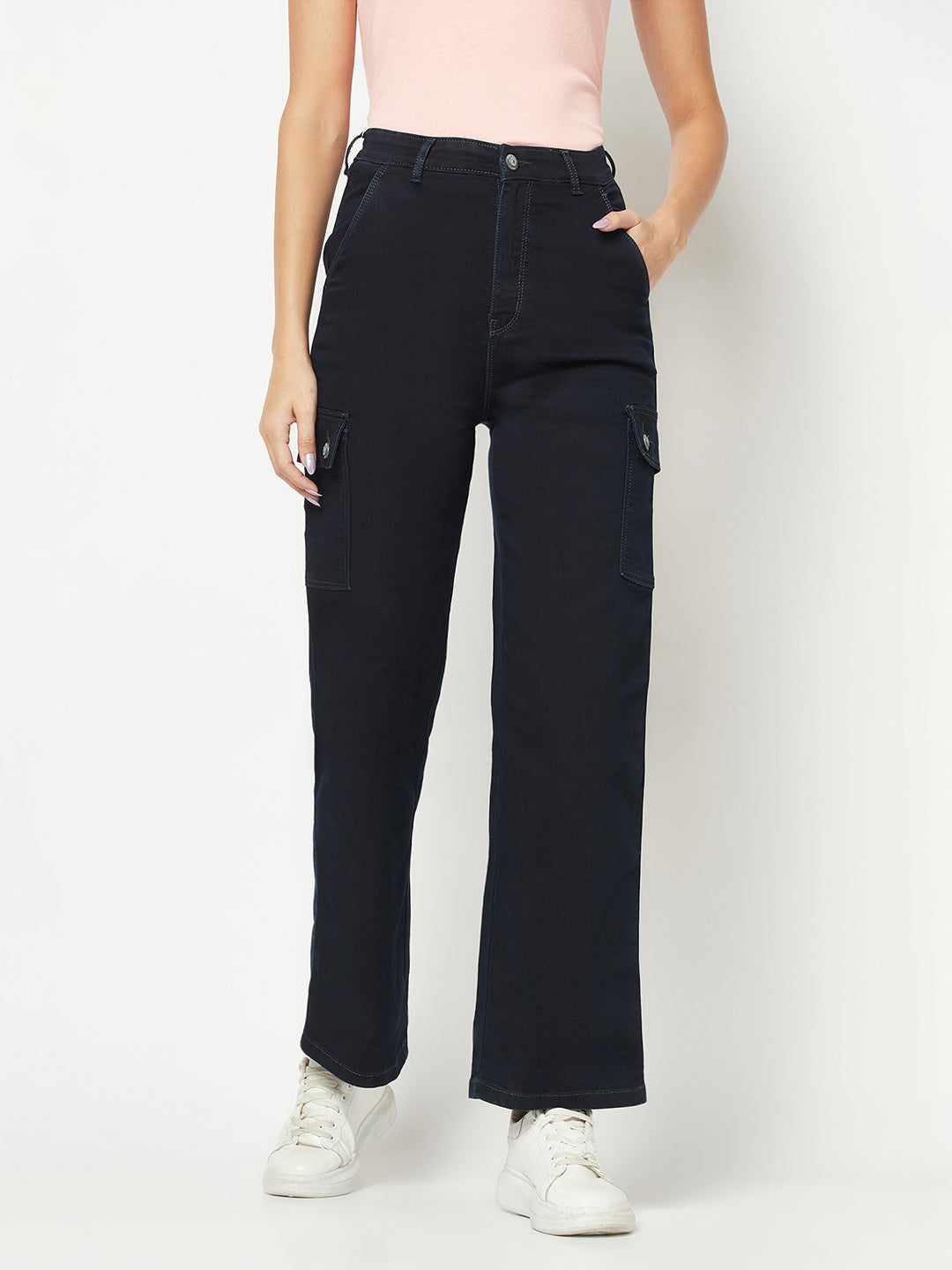  Navy Blue Cargo-Style Denims