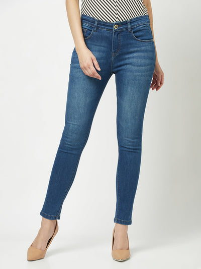  Blue Light-Wash Slim-Fitting Jeans
