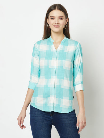  Turquoise Geometric Print Shirt