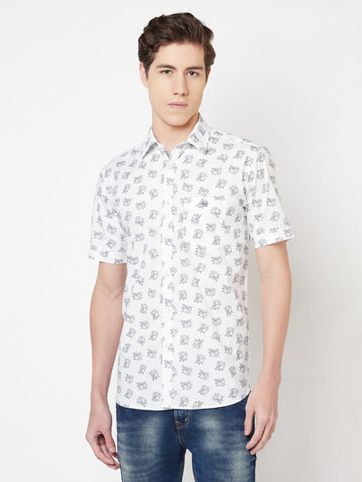 White Floral Shirt - Men Shirts