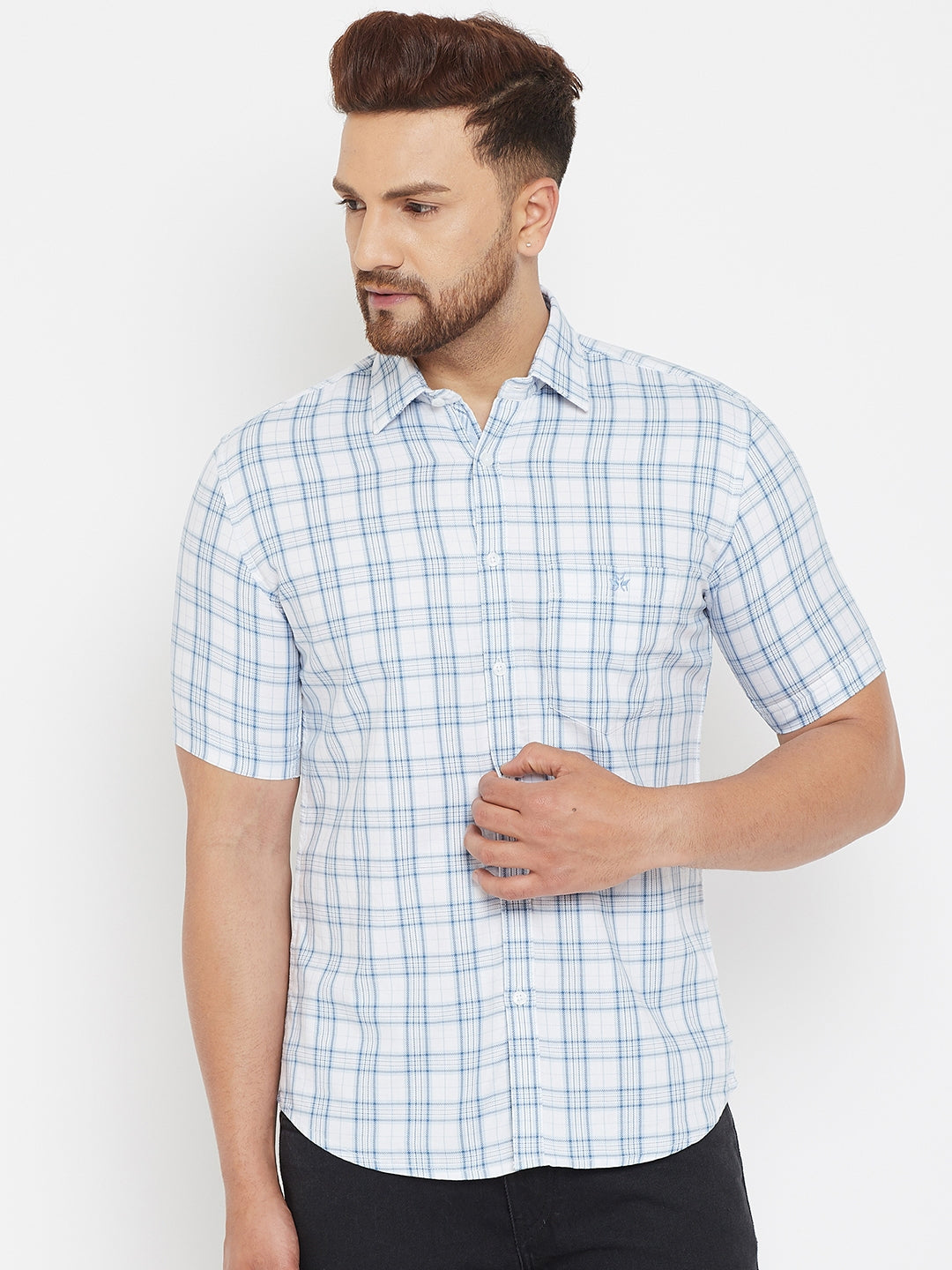 White Checked Shirt - Men Shirts