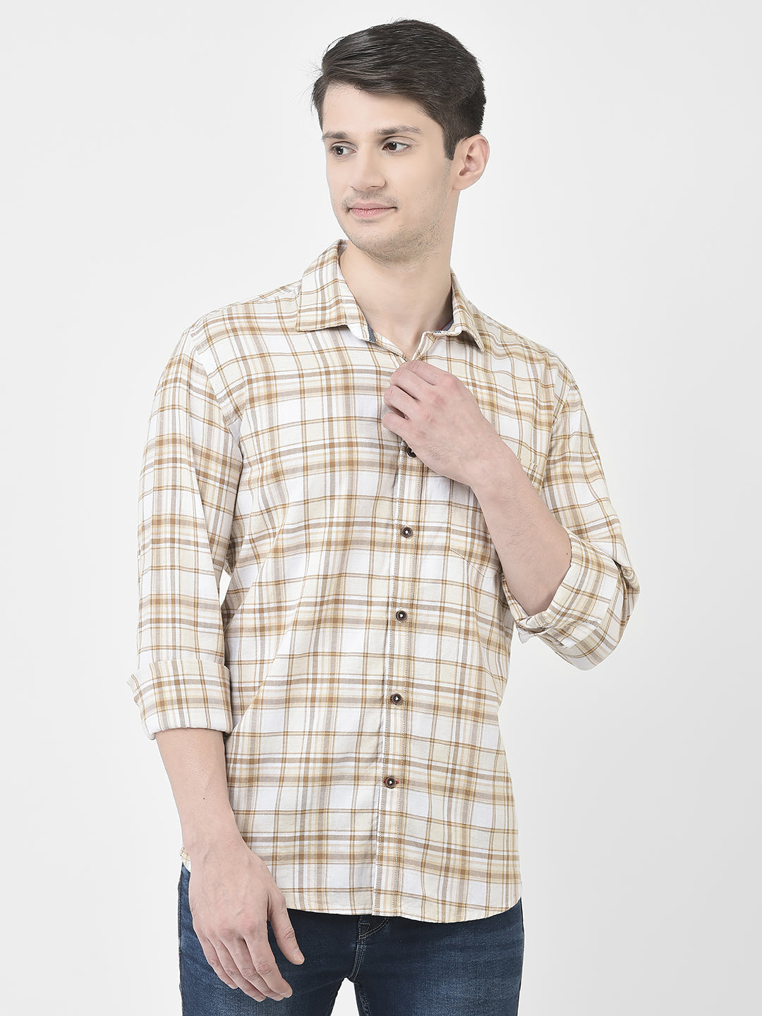  Beige Plaid Shirt