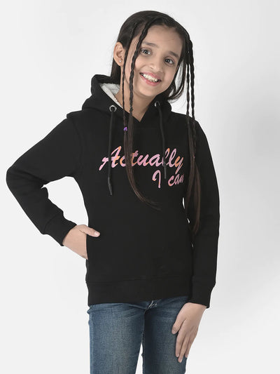  Black Typographic Hoodie