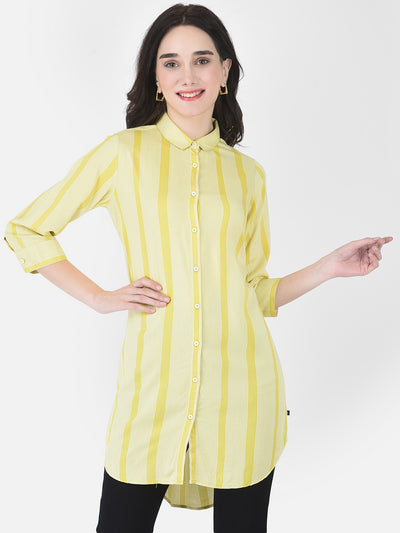 Yellow Striped Longline Shirt - Women Shirts