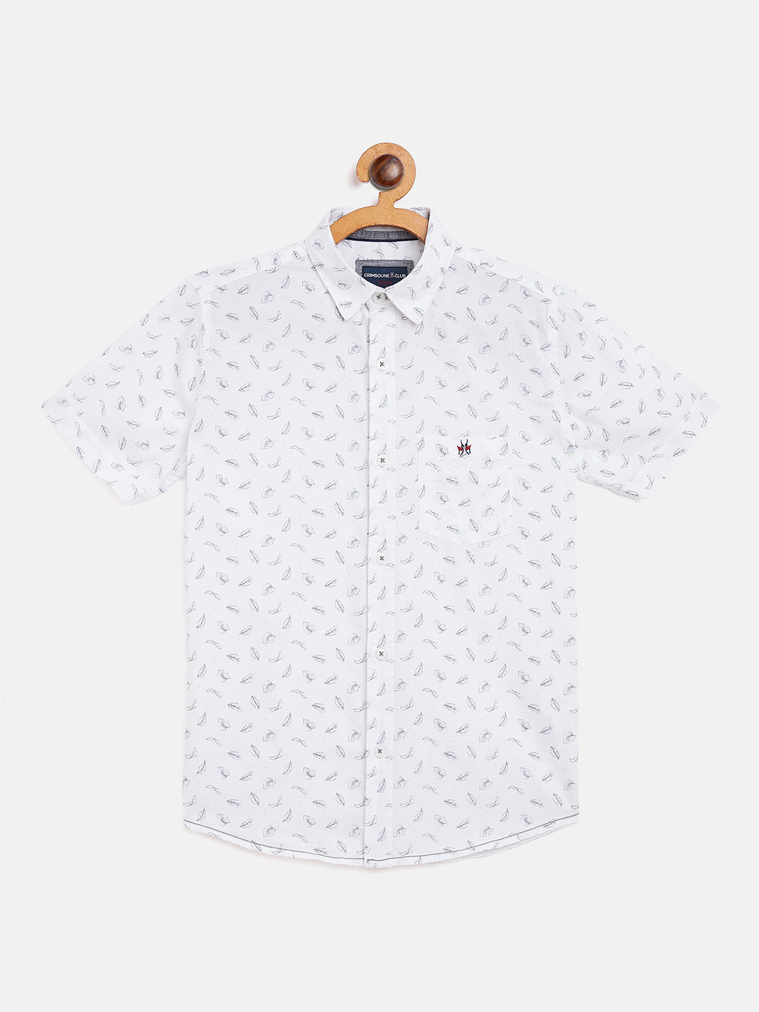 White Printed Slim Fit shirt - Boys Shirts
