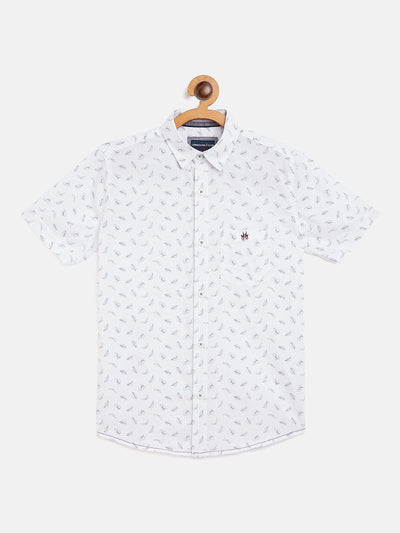 White Printed Slim Fit shirt - Boys Shirts