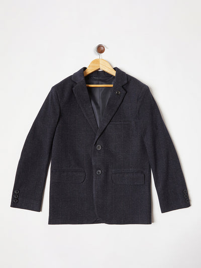 Navy Blue Striped Single Breasted Blazer - Boys Blazer