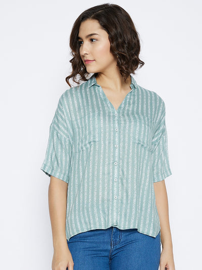 Green Striped Top - Women Tops