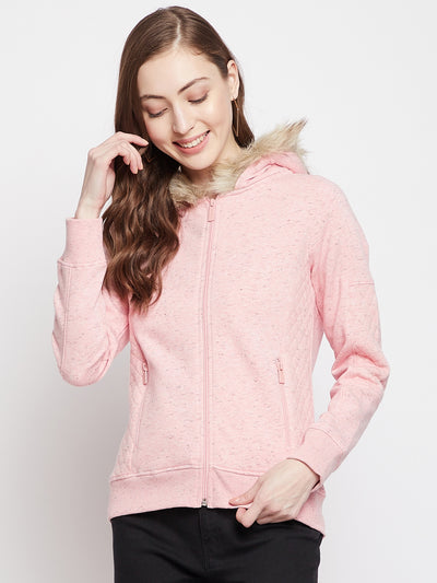 Pink Hooded Sweatshirt - Women Sweatshirts