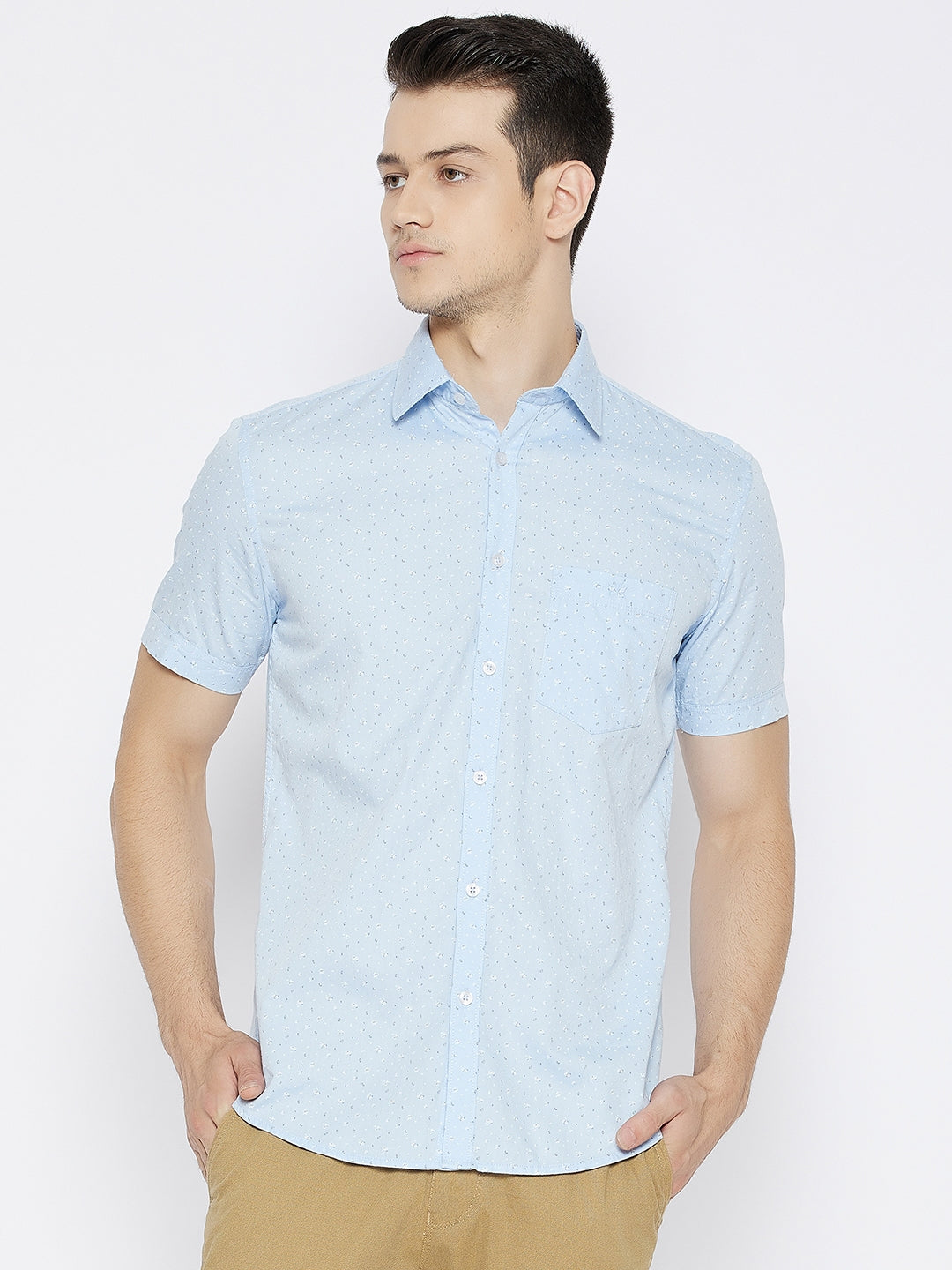 Blue Printed Slim Fit shirt - Men Shirts