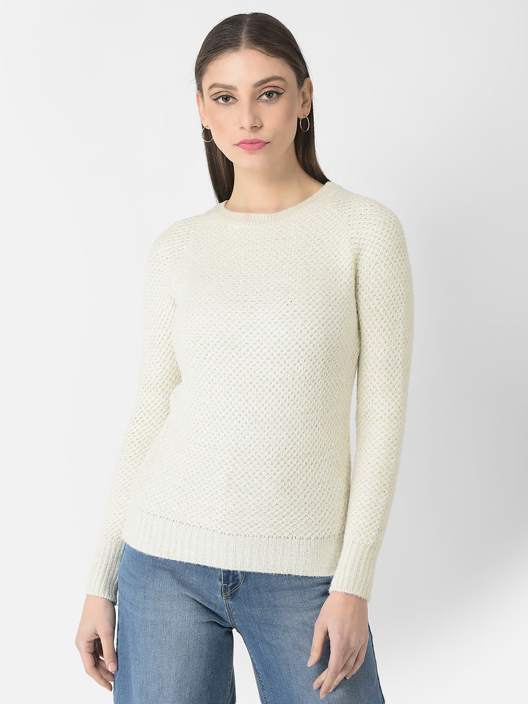  White Knitted Sweater 