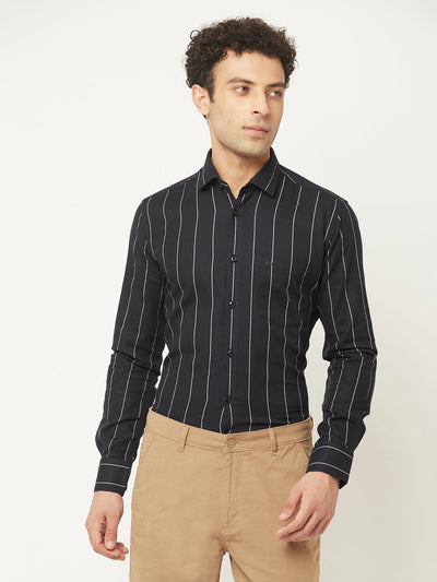   Navy Blue Shirt in Stripes 