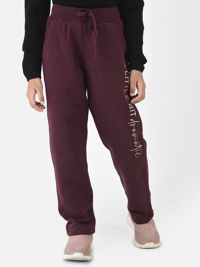 Purple Track Pants with Typographic Detailing 
