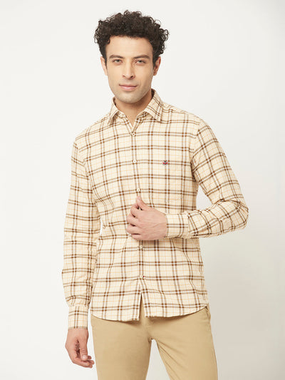   Cream Shirt in Tartan Checks 