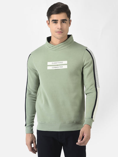  Green Sweatshirt with Typography Print