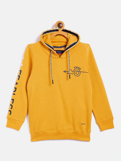 Yellow Printed Hooded Sweatshirt - Boys Sweatshirts