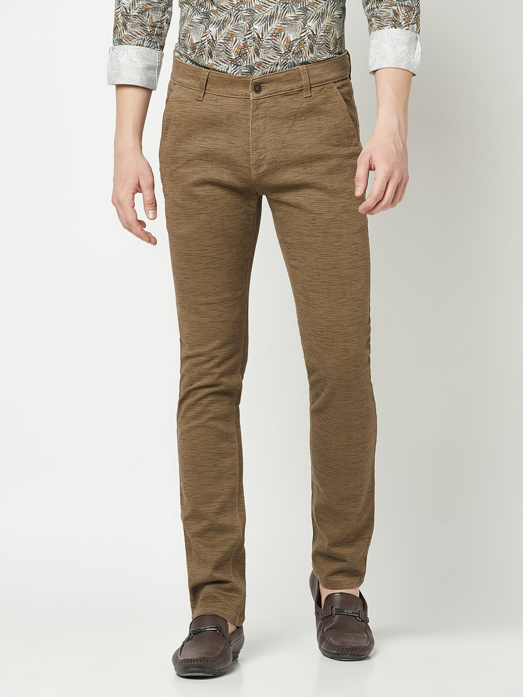  Brown Textured Trousers