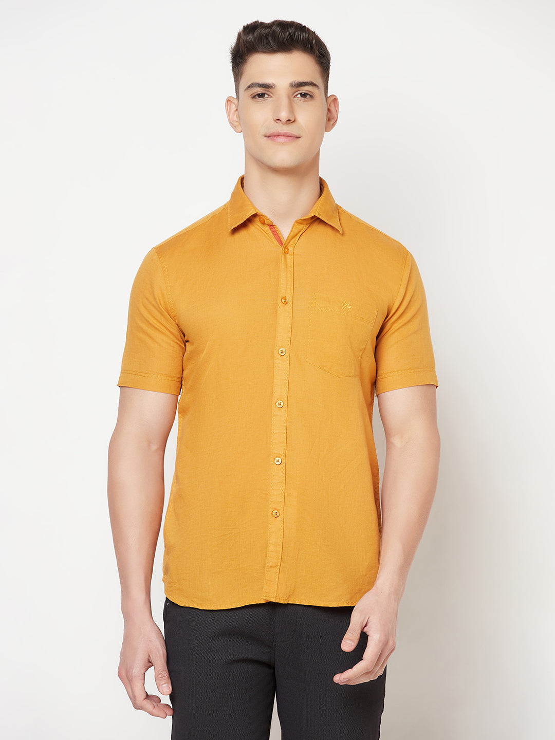 Mustard Linen Shirt - Men Shirts