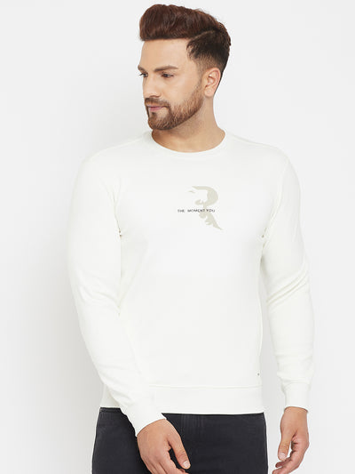 White Printed Sweatshirt - Men Sweatshirts