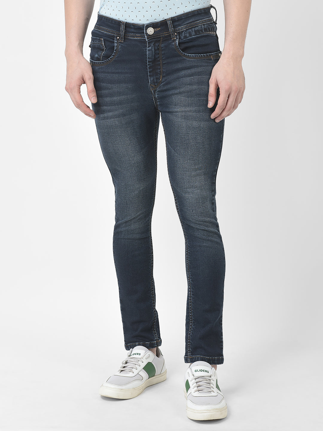  Stone-Wash Dark Blue Denims