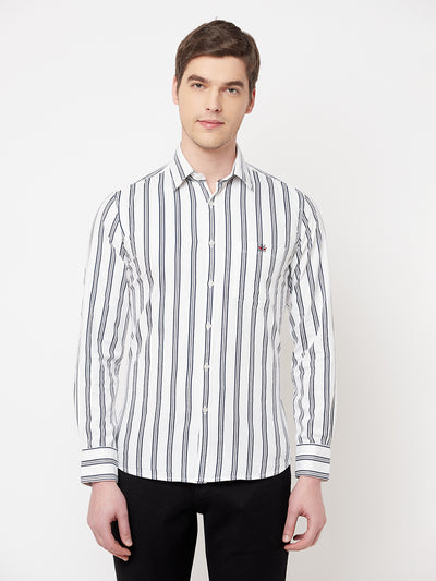 White Striped Casual Shirt - Men Shirts