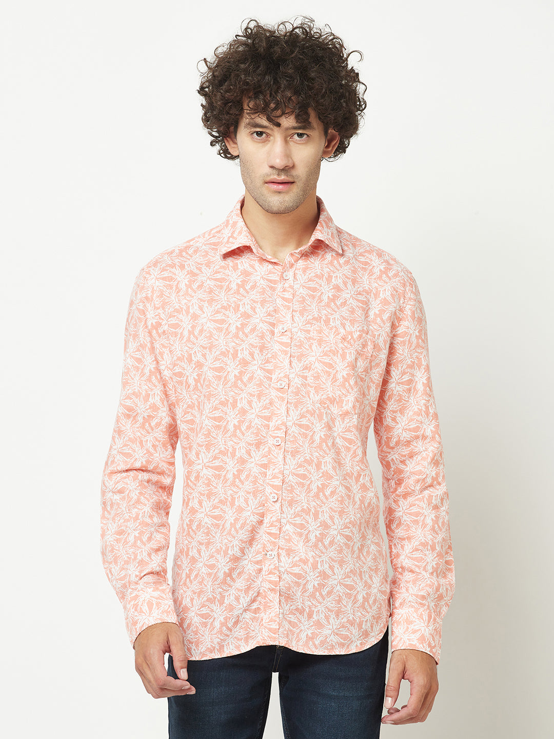  Peach Floral Shirt