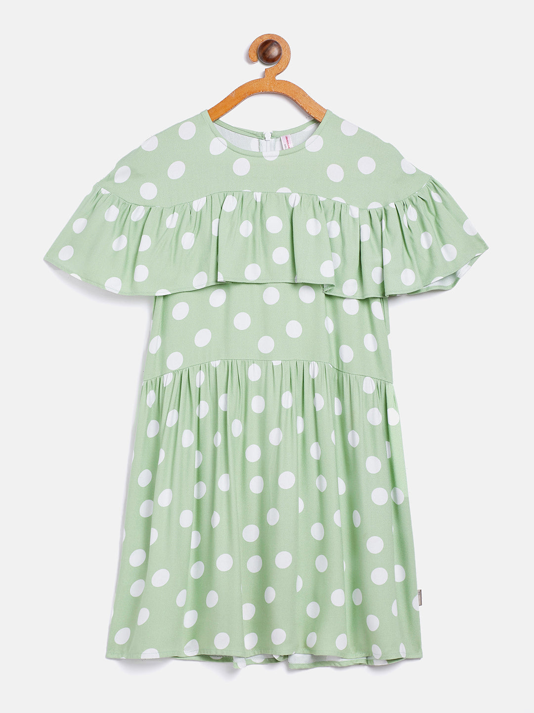 Mint Green Polka Dots Fit and Flare Dress - Girls Dress