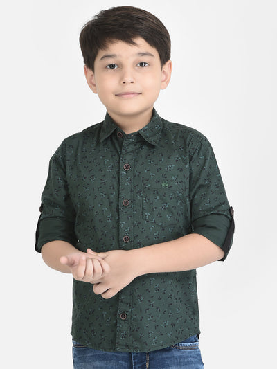 Emerald Green Shirt in Floral Print
