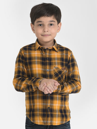 Mustard Yellow Checked Shirt-Boys Shirts-Crimsoune Club