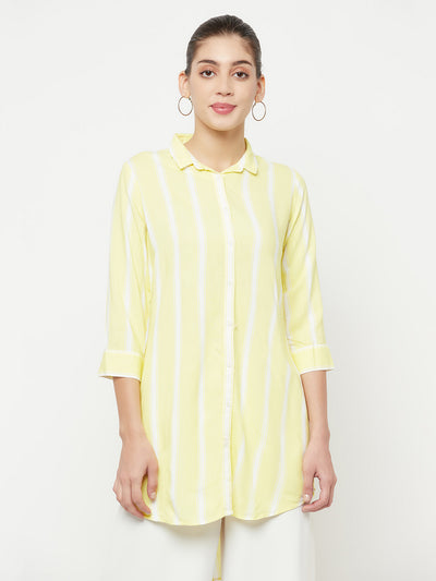 Yellow Striped Longline Shirt - Women Shirts