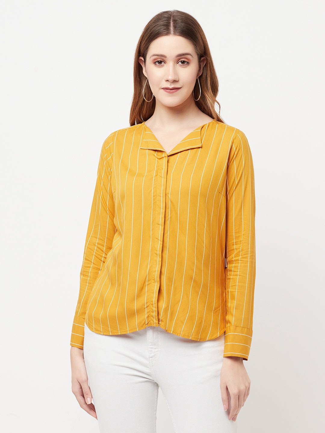 Mustard Striped Top - Women Tops