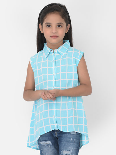 Light Blue Checked Shirt - Girls Shirts