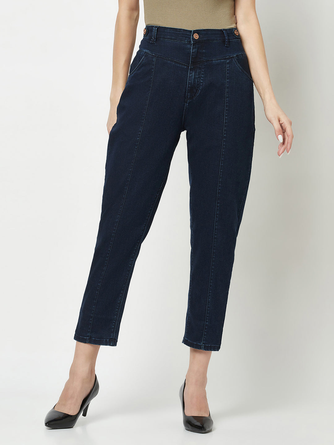 Blue High-Waisted Culottes 