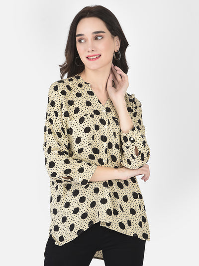 Beige Polka Dotted Shirt - Women Shirts